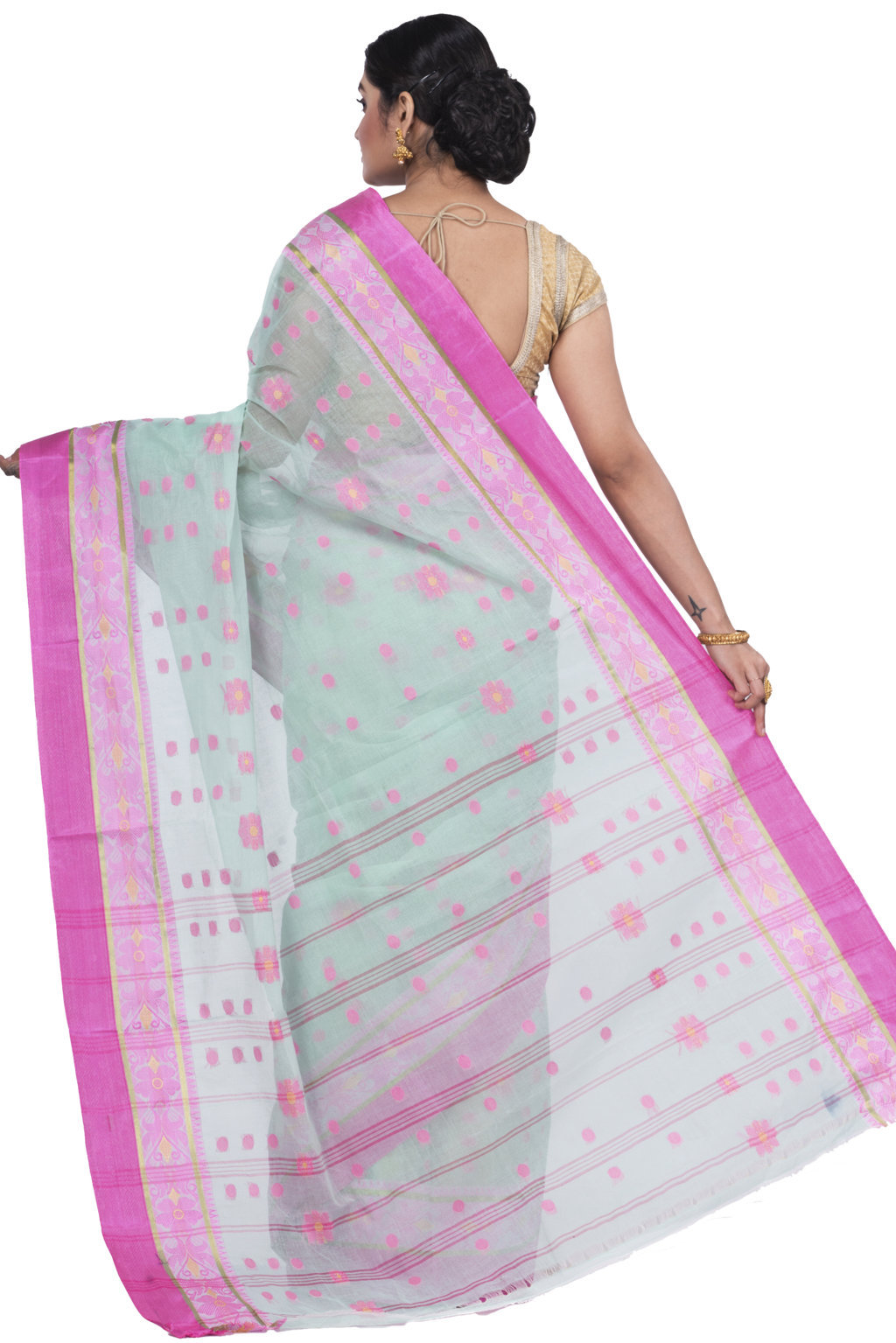 Lime Green Pure Cotton BolLata_Tant Tant Saree (841)